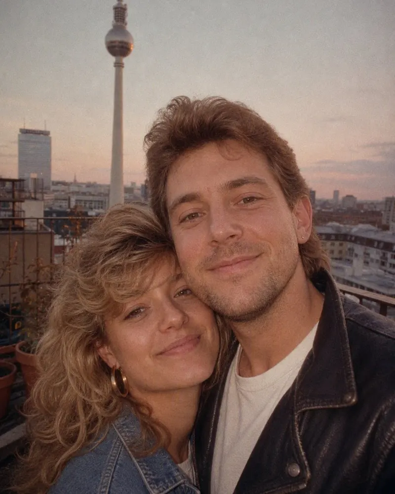 Das Selfie zu zweit auf dem Altbaubalkon wird zum Studioshooting von 1986.