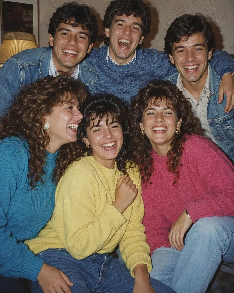 La selfie del grupo en la terraza se muda a una fiesta en casa de 1986.