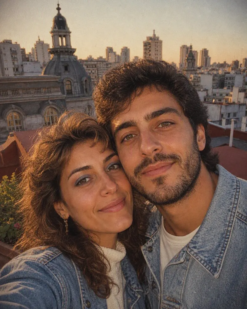 La selfie de los dos en la terraza se vuelve una sesión de estudio de 1986.