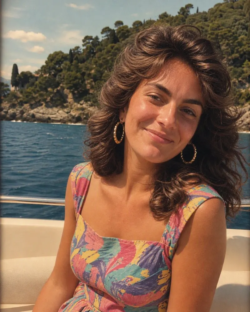 La photo de vacances sur un bateau devient un été des années 80.