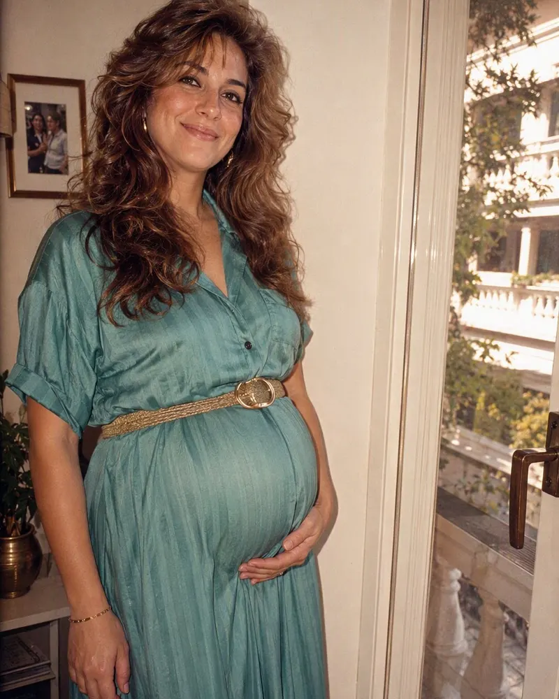 La foto di gravidanza davanti alla finestra diventa un servizio premaman anni 80.
