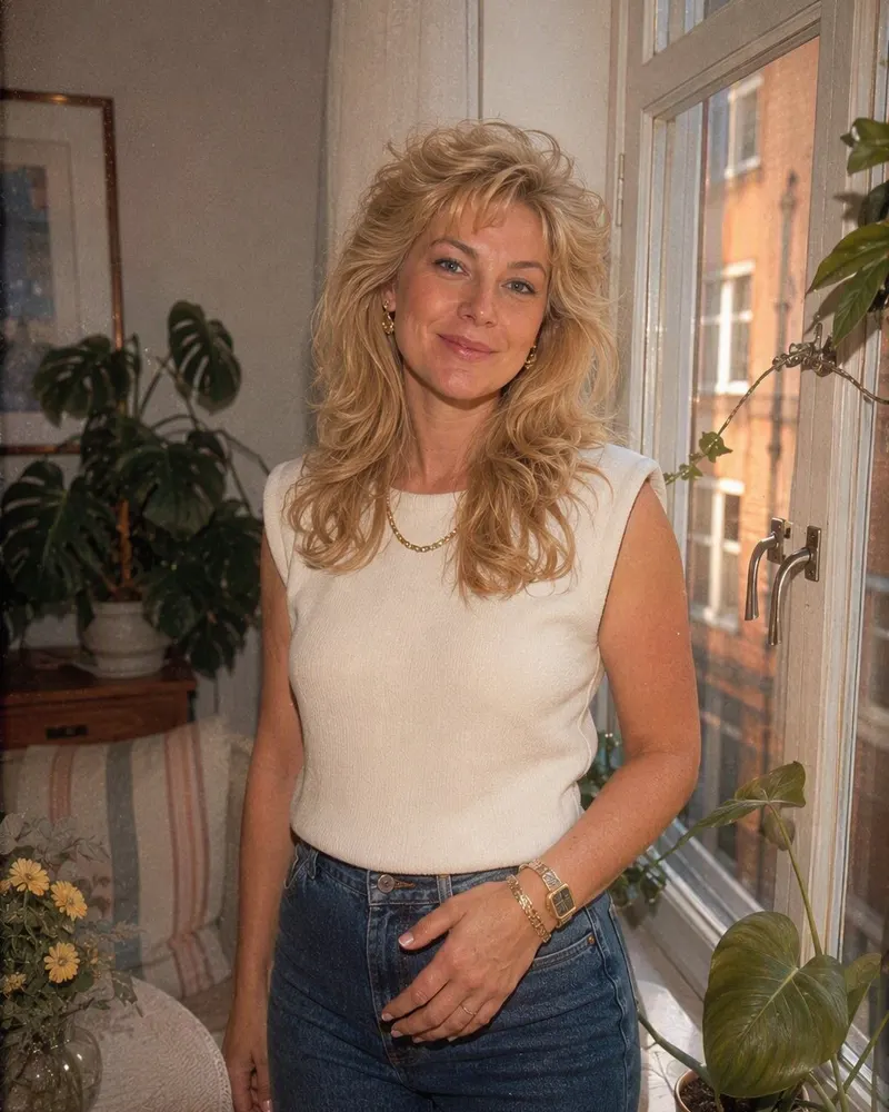 En magbild i fönsterljus blir en pastellfärgad gravidfotografering från 80-talet.