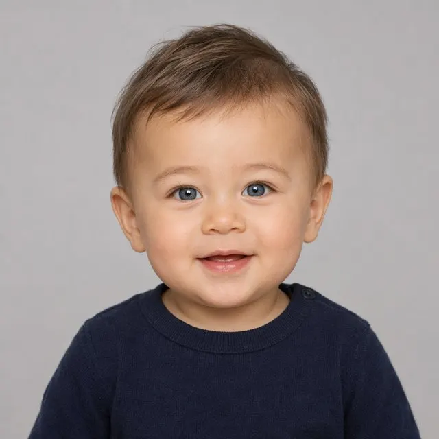 Contoh hasil AI baby generator dengan pasangan sumber berbeda