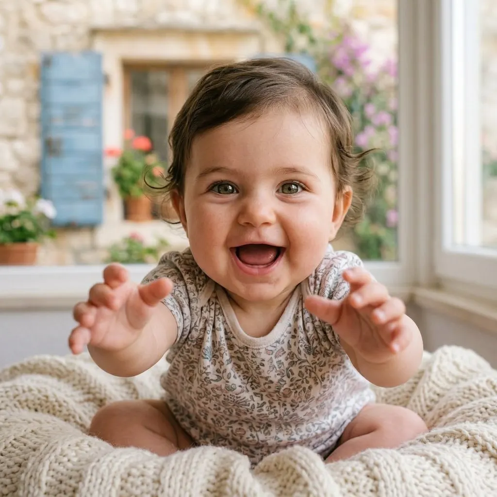 Lice bebe izbliza, dijete prve obitelji iz primjera
