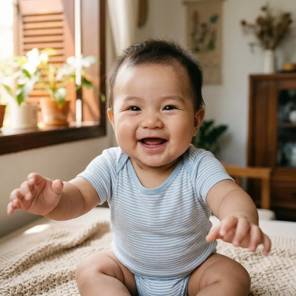 Cận cảnh gương mặt em bé, ảnh AI của gia đình mẫu thứ nhất
