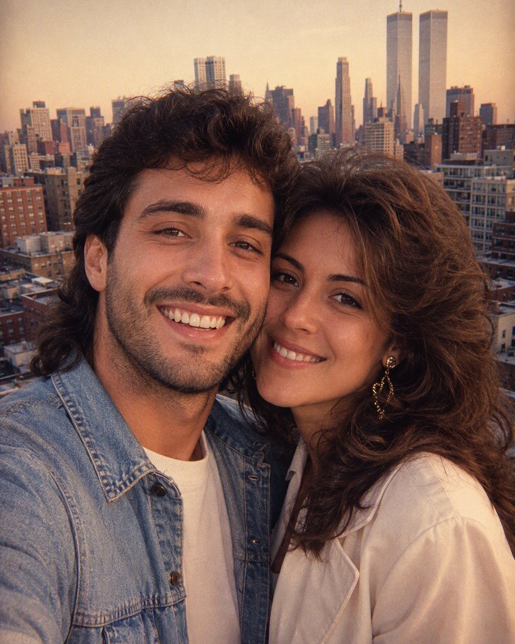 80’ler stiline çevrilmiş çift fotoğrafı