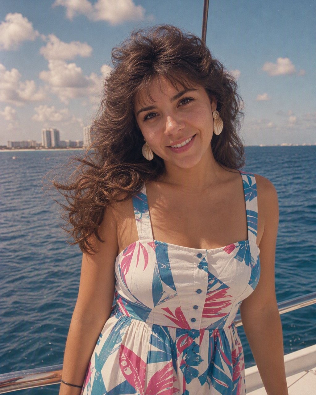 Foto de vacaciones con estética de los años 80 generada con IA