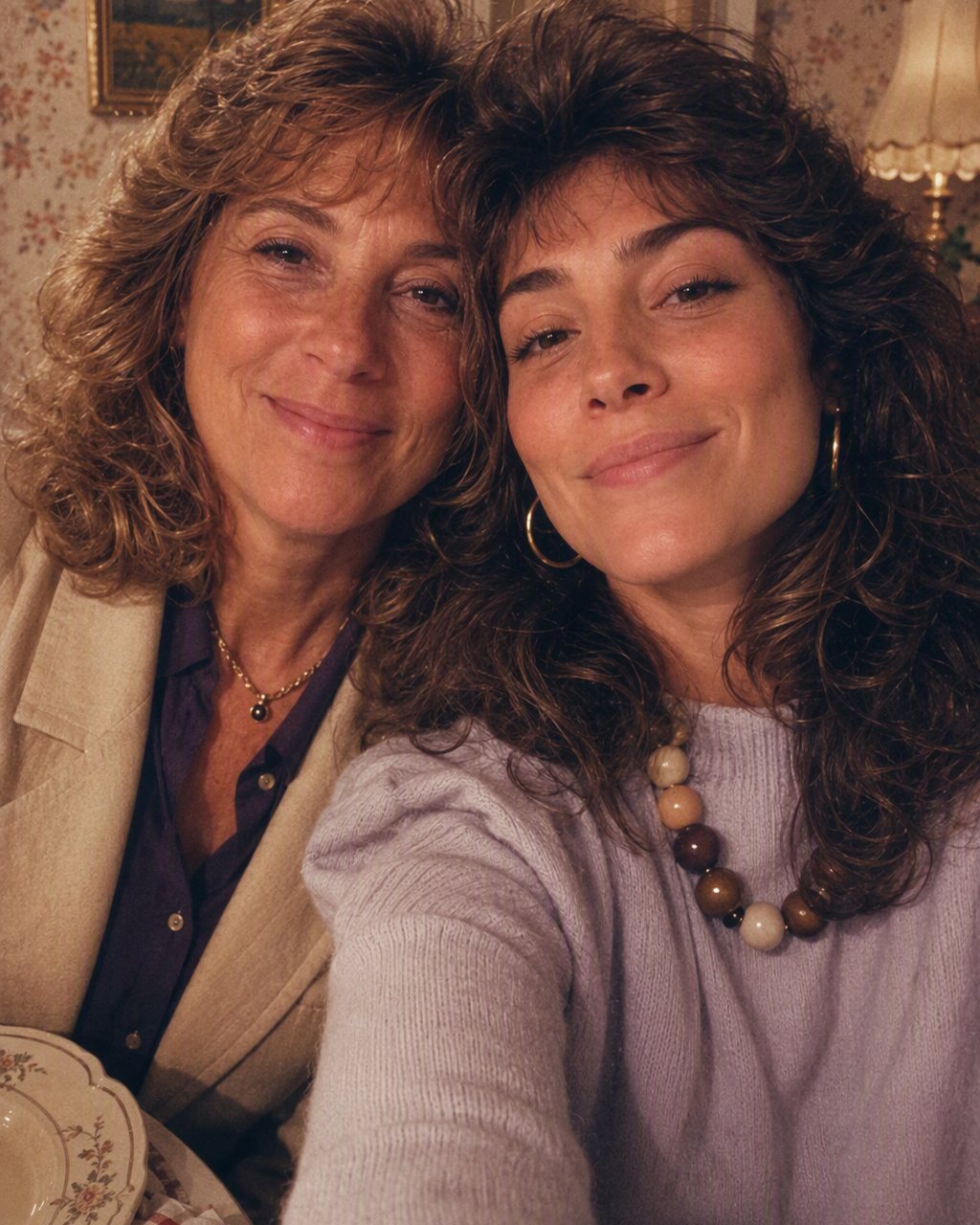 La photo prise à table devient un portrait de famille des années 80.
