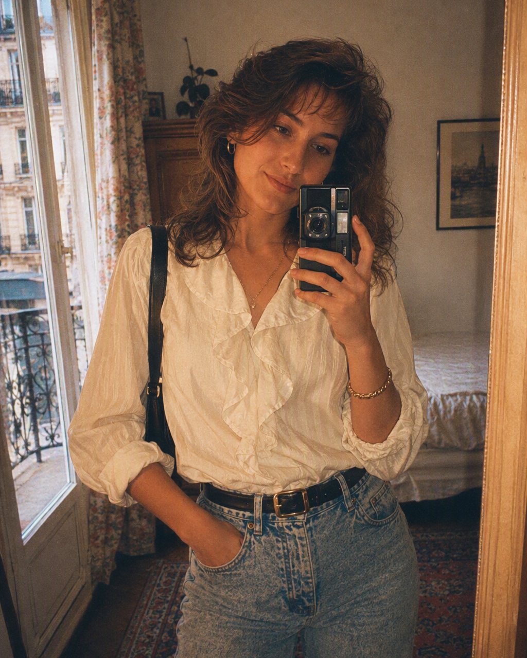 Le selfie dans le miroir de la chambre devient un portrait de studio de 1986.