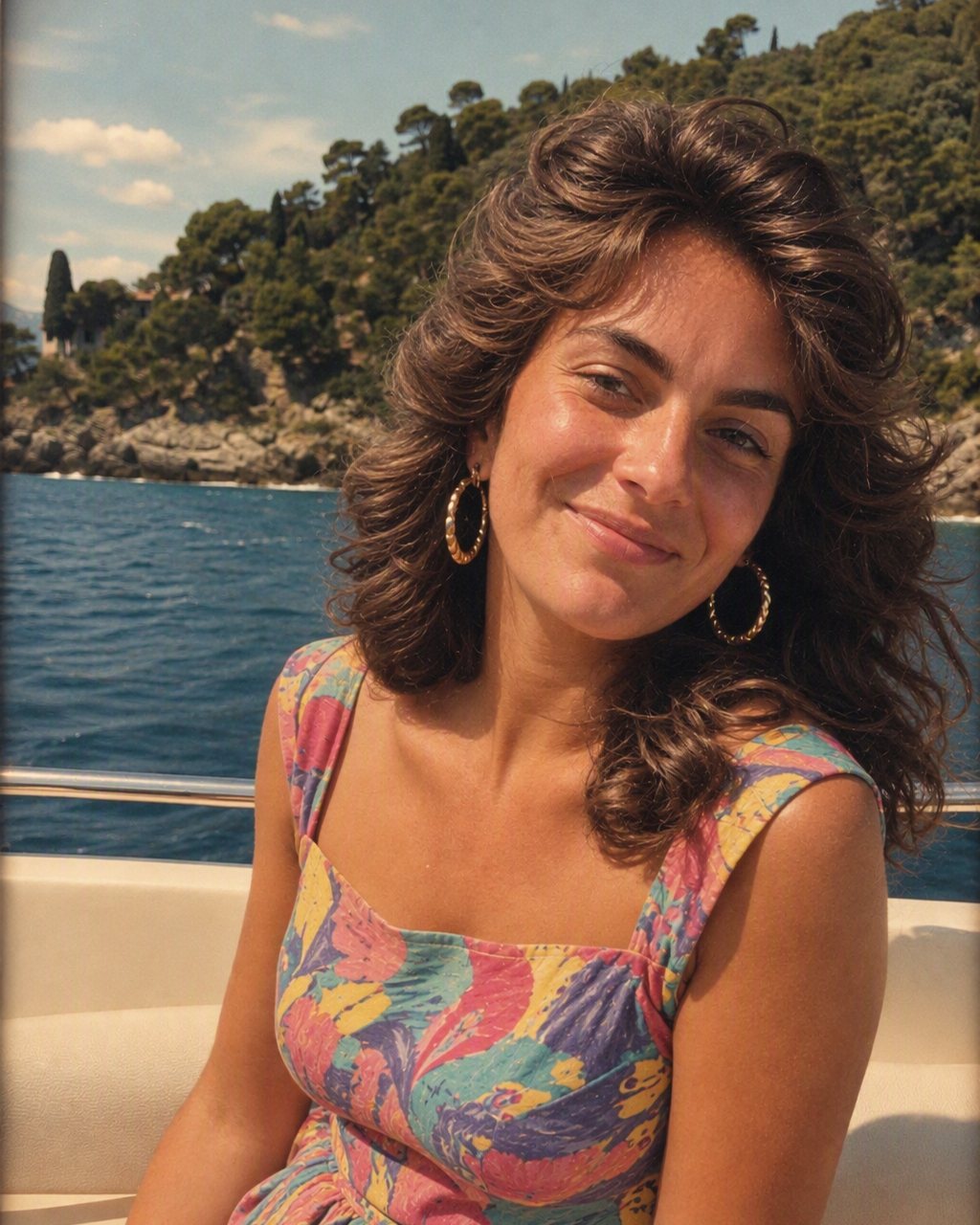 La photo de vacances sur un bateau devient un été des années 80.