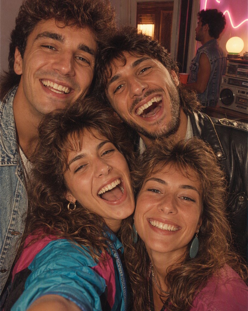 Il selfie di gruppo in terrazza finisce a una festa in casa del 1986.