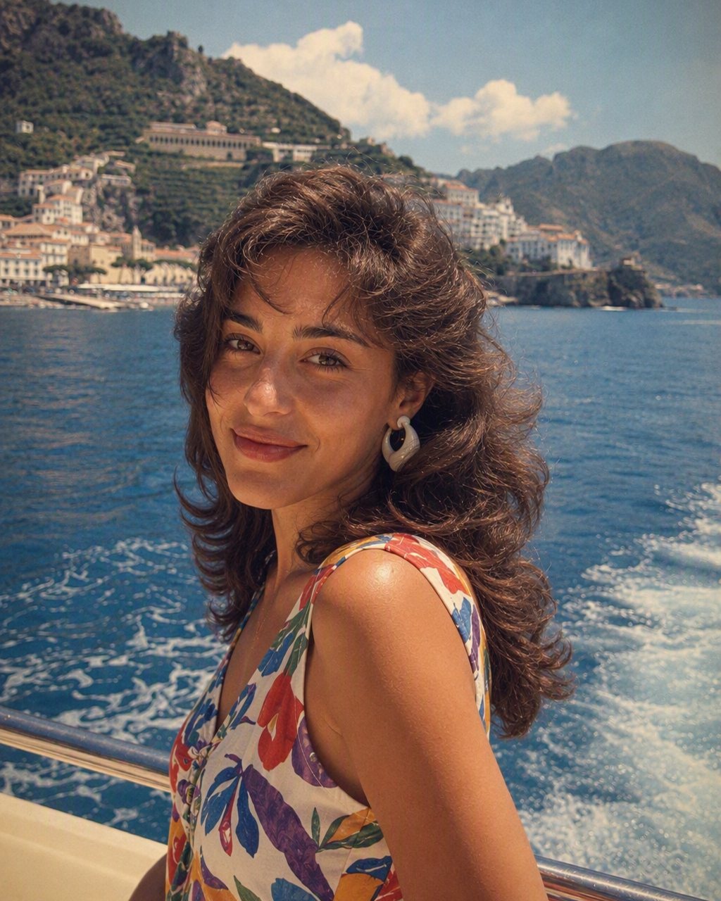 Foto di vacanza in stile anni 80 con colori della pellicola bruciati dal sole