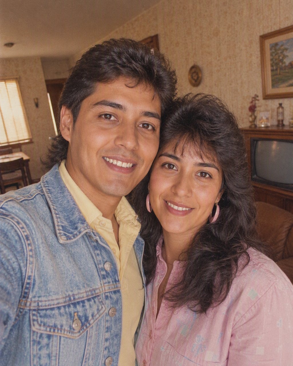 Madre e hija adulta en un retrato de los años 80 generado con IA