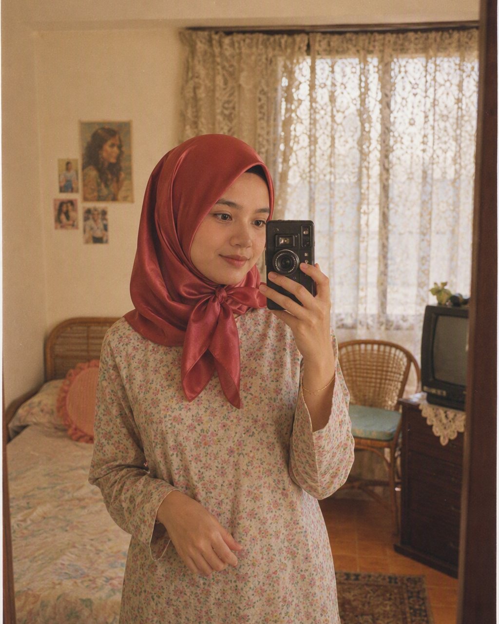Selfie raya yang diedit guna AI jadi gaya 80an