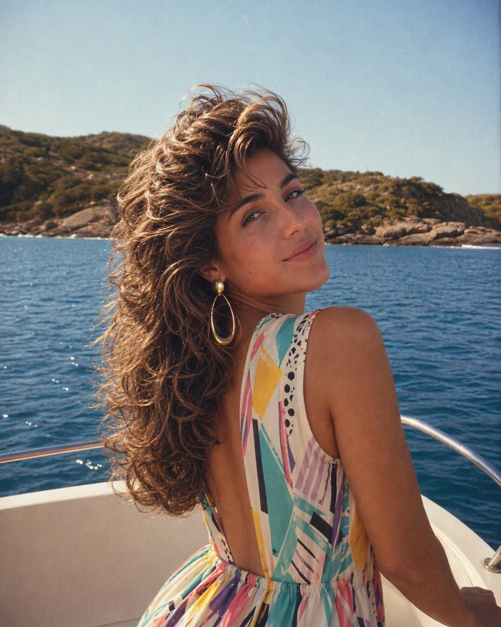 Foto de viagem no estilo anos 80 com cores lavadas e granulado de filme