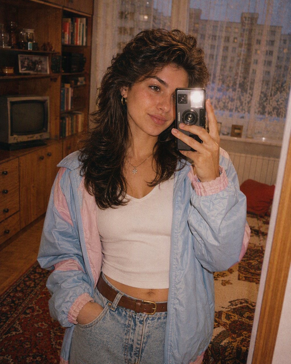 Selfie pred zrkadlom v paneláku sa mení na ateliérový portrét z roku 1986.